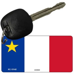 Acadian Canada Flag Novelty Metal Aluminum Key Chain License Plate Tag Art - Picture 1 of 1