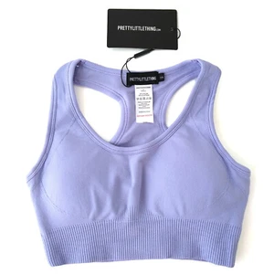 Pretty Little Thing SEAMLESS SPORTS BRA Padded Racerback Lilac Purple Small - Picture 1 of 10