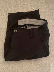 UNDERARMOUR Men’s Golf Pants Loose Flat Front Black Size 34x34 EUC - Picture 1 of 5