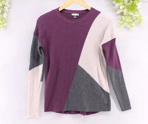 Smartwool Women's Sangria Colorblock Ribbed Merino Wool Crewneck Sweater Sz S - Picture 1 of 11