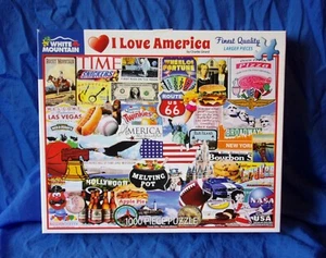 White Mountain Puzzles I LOVE AMERICA 1000pc Jigsaw Puzzle GIRARD 100% Complete - Picture 1 of 5