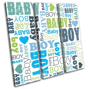 Baby Boy Love Hearts Typography TREBLE CANVAS WALL ART Picture Print VA - Picture 1 of 1