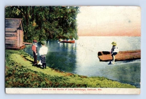 1907. OSHKOSH, WIS. SZENE AM UFER DES SEES WINNEBAGO. POSTKARTE DK9 - Bild 1 von 2