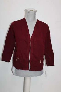 Charter Club Petite Ribbed-Hem Cardigan Cranberry Red PM - Picture 1 of 2