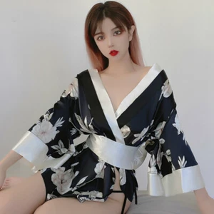 Mujeres Imitación Seda Floral Albornoz Prendas para dormir Camisón Sexy Kimono Yukata Bata Elegante - Imagen 1 de 11