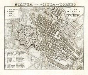 Original antique print Plant of the City of Turin Piedmont Italy - Picture 1 of 1