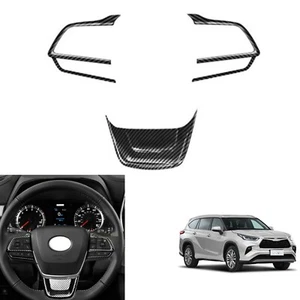 Für Toyota Highlander 2020-2023 2021 3St Lenkrad Abdeckung Schwarze Kohlefaser - Picture 1 of 7