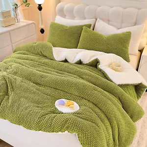 3D Jacquard Design Comforter Set, Ultra-Soft Warm Queen Size Sherpa Fur Plush 3- - Picture 1 of 6