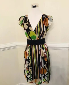 Anthropologie Moulinette Soeurs Abstract Geometric Print Colorful Dress Size 4 - Picture 1 of 8