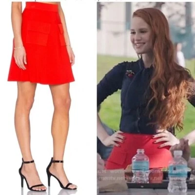 ASO Cheryl Blossom Riverdale A.L.C Яркая Коралловая Оранжевая Вязаная Юбка ALine Средний НОВАЯ - Изображение 1 из 4