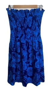Tropisches Blumen gesmoktes trägerloses Midikleid Damen Medium/Large 14”-28” PTP - Bild 1 von 3