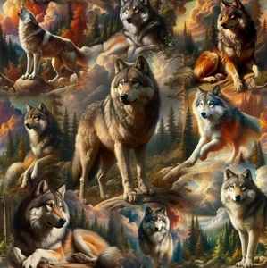 Blank Quilting Wilderness Song Gray Wolf Cotton Fabric by the Yard - Picture 1 of 2