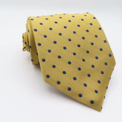 Corbata Jos A Bank Seda Amarillo Azul Lunares Repp 3.5" Ancho 58" Largo Cosido a Mano Foto 1 de 4