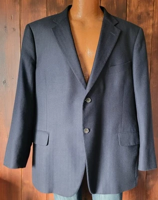 Мужской блейзер Nordstrom Signature 48R Loro Piana кашемир шелк елочка темно-синий - Изображение 1 из 4