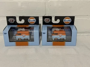Lot of 2 M2 Machines Gulf 1960 VW Delivery Van Kombi 1:64 Scale FREE SHIPPING - Picture 1 of 10