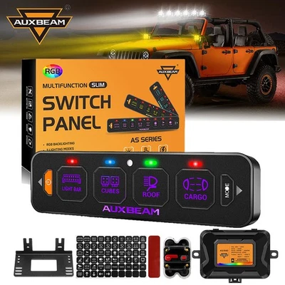 Panel de interruptor AUXBEAM 4 velocidades RGB palanca/momentáneo/pulsado para Jeep Wrangler YJ Foto 1 de 4