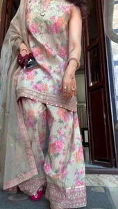 Paquistaní Farshi Salwar Kameez Listo para Hacer 3 Piezas Trajes Bollywood Boda Fiesta - Imagen 1 de 6