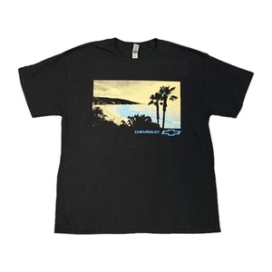 Chevrolet Chevy Shirt Mens Large Back Graphic Beach Sunset Palm Trees Tee New - Picture 1 of 11