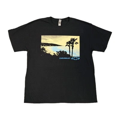 Camisa Chevrolet Chevy Para Hombres Camiseta Grande Espalda Gráfica Playa Puesta de Sol Palmeras Nueva Foto 1 de 4