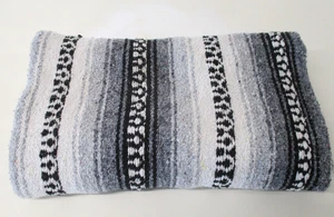 Vintage Mexican Blanket, Sarape, Throw, Rug, Grey, Picnic, Festival, Camping 89 - Picture 1 of 7