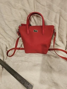 LACOSTE Small Handbag Cross Body Purse Red - Picture 1 of 9