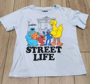 Sesame Street Blue Graphic T Shirt “Street Life” Children Size 7/8 - Picture 1 of 5