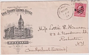 Buffalo NY 1894 duplex cl Illust advt cover Erie County Clerks Office (g311) - Picture 1 of 2