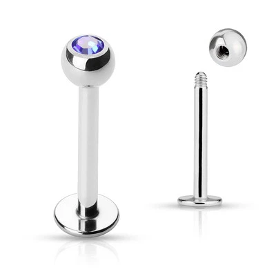 Par de gemas circonita cúbica acero quirúrgico hélice tragus piercing labio labret anillo perno prisionero 16 g 3/8" Foto 1 de 4