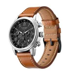 20mm 22mm Classic Genuine Leather Watch Band For Invicta Men's Watch Strap - Picture 1 of 12