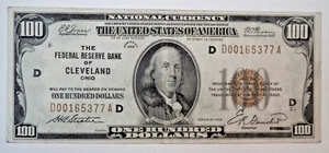VF 1929 ONE HUNDRED DOLLARS $100 US FEDERAL RESERVE BANK NOTE FR#1890-D - Picture 1 of 2