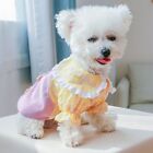 Spring Dog Girl Lace-Brim Skirt with Flower Decorations Outdoor Walking Dress