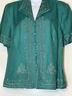 Sarah Elizabeth Size 10 Embroidered Green Teal Jacket Beaded Accent ￼￼