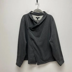 Torrid Women Charcoal Fleece Long Sleeve Asymmetric Drape Button Front Jacket 4X - Picture 1 of 9