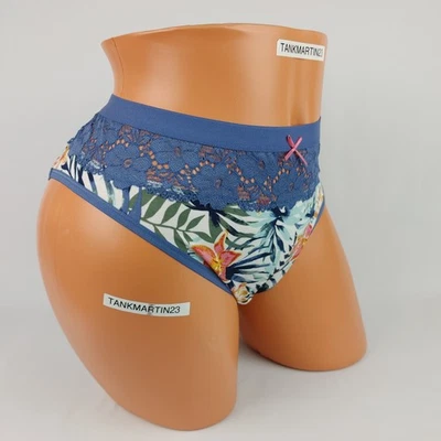 Bragas Lane Bryant Cacique Algodón Hipster 18/20 Azul Tropical Encaje Palma Foto 1 de 4