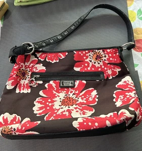 GIGI HILL Los Angeles Large purse tote Floral red black used Some corner wear - Picture 1 of 12