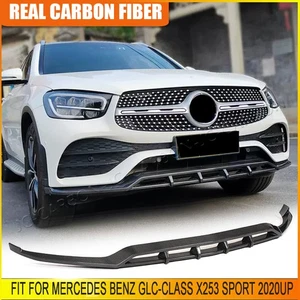 REAL Carbon Front Bumper Lip Spoiler For Mercedes Benz X253 Sport GLC43 2020UP - Picture 1 of 13