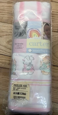 Manta de recepción Carter’s de colección nueva en paquete 28x34 rosa pastel animales 100 % algodón EE. UU. Foto 1 de 4