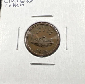1864 Civil War Token Our Navy - Monitor - Choice VF Very Fine - Picture 1 of 11