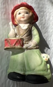 Vintage Christmas Boy Ceramic Figurine With Drum and Lamb 1980 - Picture 1 of 6