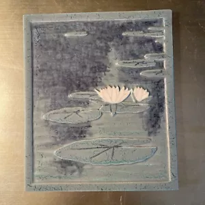 Large Arts & Crafts Ceramic Art Pottery Water Lily Ceramic Tile 7x8” Signed Frey - Picture 1 of 9