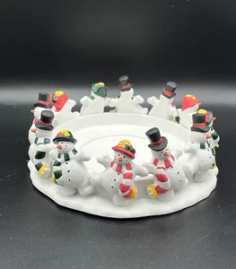 Partylite P7436 Frolicking Frostys 3 mecha pilar soporte para velas bailando muñecos de nieve - Imagen 1 de 6