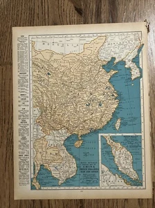 Antique 1937 Map Of China, French Indo China Siam Chosen 11x14 Inches - Picture 1 of 15