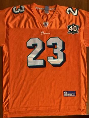 锐步 On Field Ronny Brown 迈阿密海豚队 40 号布贴橙色球衣 56 码 — 第 1/4 张图片