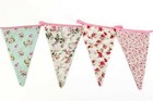 NEW VINTAGE FLORAL FLAG BUNTING GARLAND Baby Girl Nursery Garden Party 3.15M