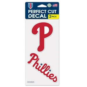 PHILADELPHIA PHILLIES 4"X4" DIE CUT DECAL 2-PACK CAR HOME NEW WINCRAFT 👀 - Picture 1 of 1