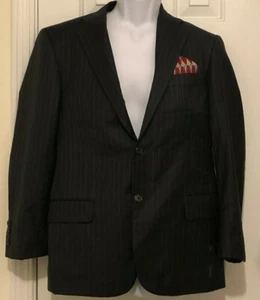 HICKEY FREEMAN Men Blazer LORO PIANA Tasmanian Super 150 Wool 34R Black w/Strip  - Picture 1 of 9