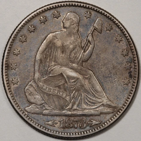 1873 Arrows Seated Liberty Half Dollar AU Condition Cover