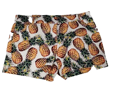 Pantalones Cortos Chinos Nicole Miller Mujer Blanco Estampado Piña Frente Plano Talla 8 Foto 1 de 4