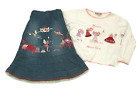 Monsoon designer jeans skirt midi skirt long sleeve shirt size 110/116 4-6Yrs fairies glitter