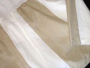ROSE TREE TAN & WHITE CLASSIC STRIPED (1) QUEEN BEDSKIRT 19" DROP SPLIT - Picture 1 of 6